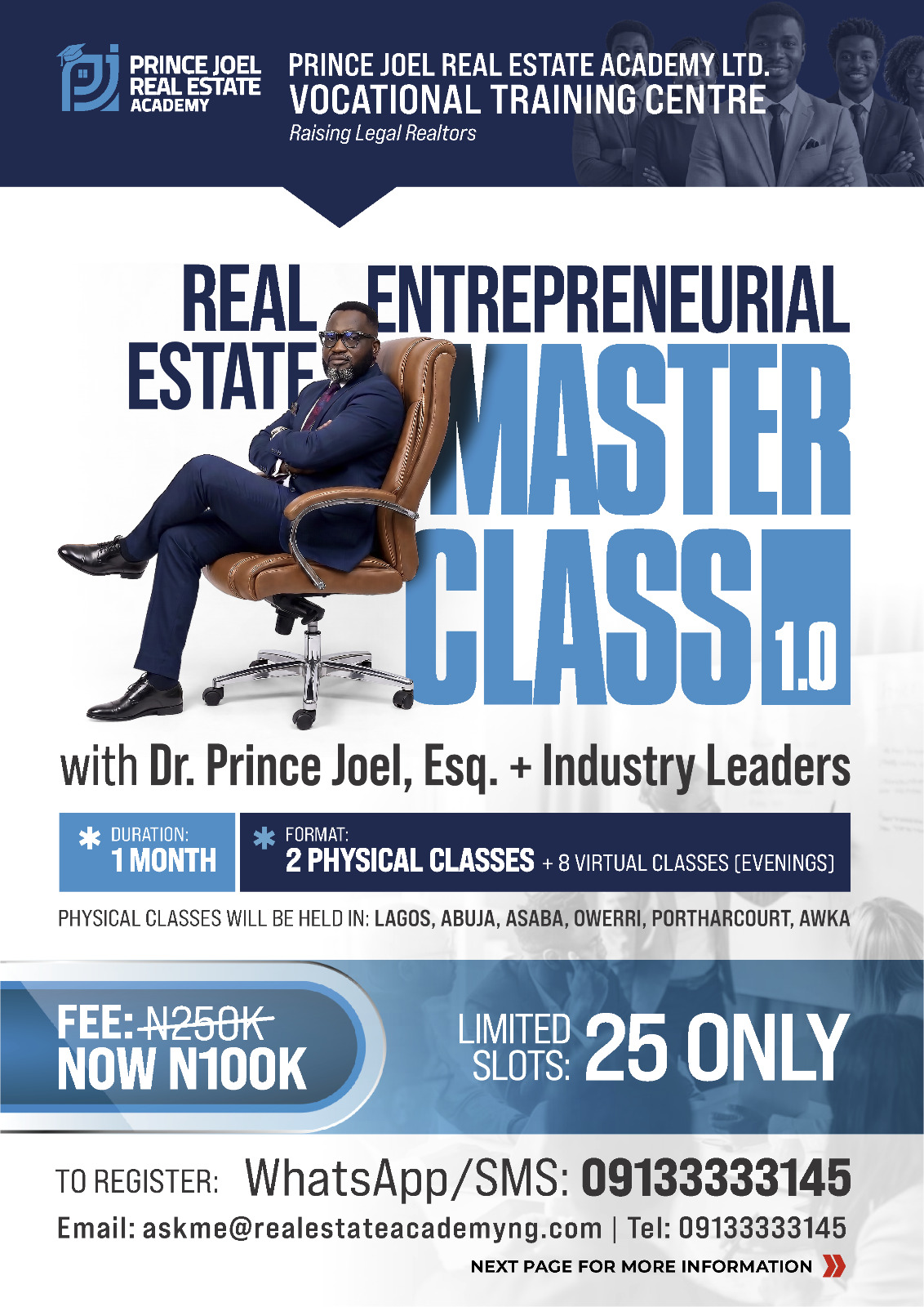 Real Estate Entrepreneurial Masterclass flyer